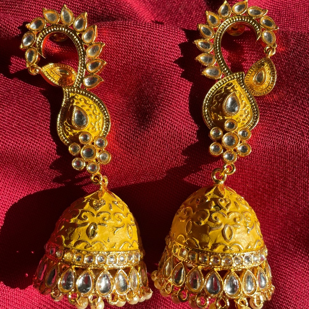 Hand painted Meenakari Jhumka Ear Rings